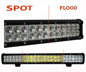 Barra LED CREE Fila Dupla 144W 10100 Lumens para 4X4 - Camião - Trator Spot VS Flood