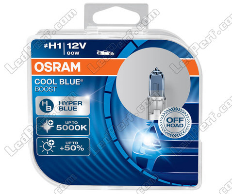 Lâmpadas H1 Osram Cool Blue Boost 5000K efeito xénon ref: 62150CBB-HCB em embalagem de 2 lâmpadas