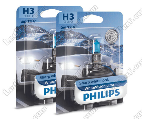 Pack de 2 lâmpadas H3 Philips WhiteVision ULTRA + Luzes de Posição - 12336WVUB1