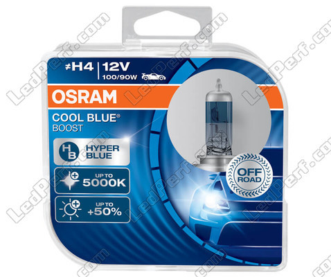 Lâmpadas H4 Osram Cool Blue Boost 5000K efeito xénon ref: 62193CBB-HCB em embalagem de 2 lâmpadas