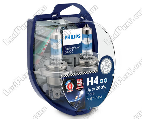 Pack de 2 Lâmpadas H4 Philips RacingVision GT200 60/55W +200% - 12342RGTS2