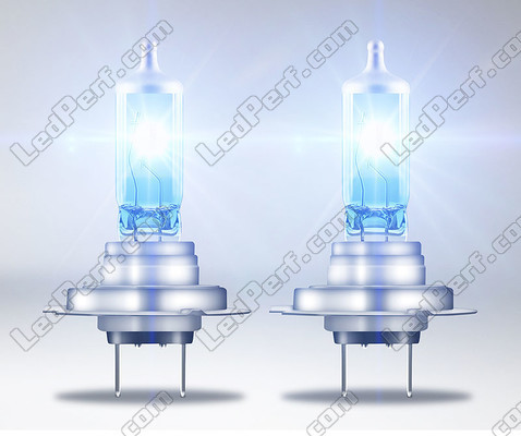 Lâmpadas halógenas H7 Osram Cool Blue Intense NEXT GEN produzindo iluminação com efeito LED