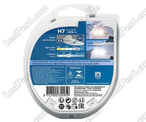 Pack de 2 lâmpadas H7 Philips WhiteVision ULTRA + Luzes de Posição - 12972WVUSM