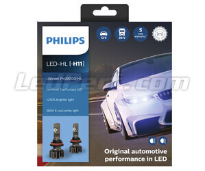 Kit de lâmpadas H11 LED PHILIPS Ultinon Pro9000 +250% 5800K - 11362U90CWX2