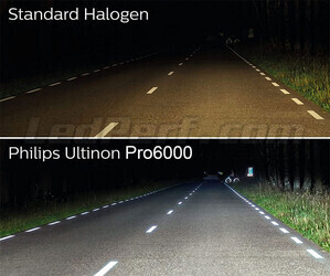 Comparativo lâmpadas LED H7 Philips ULTINON Pro6000 versus lâmpadas halogéneas originais