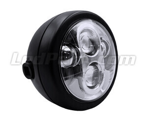 Farol redondo de moto preto acetinado para ótica full LED de 5.75 polegadas