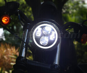 Ótica moto Full LED Cromada para farol redondo 5.75 polegadas - Tipo 4