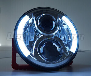 Ótica moto Full LED Cromada para farol redondo 7 polegadas - Tipo 4 Luzes de circulação diurna