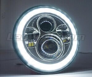 Ótica moto Full LED Cromada para farol redondo 7 polegadas - Tipo 5 Angel Eye