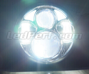 Ótica moto Full LED Cromada para farol redondo de 5.75 polegadas - Tipo 3 Iluminação Branco puro