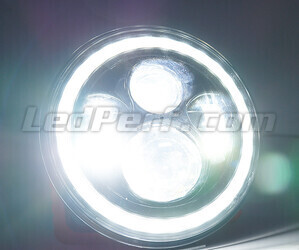 Ótica moto Full LED Preta para farol redondo 7 polegadas - Tipo 5 Iluminação Branco puro