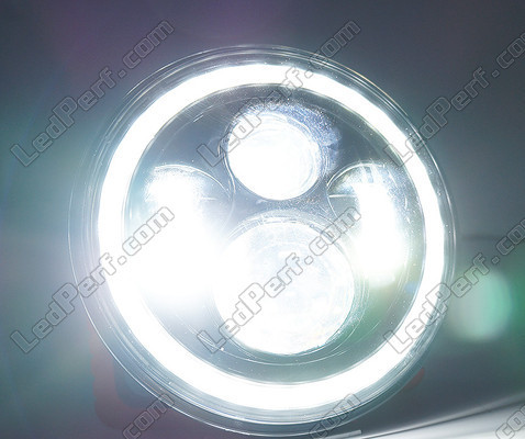 Ótica moto Full LED Cromada para farol redondo 7 polegadas - Tipo 5 Iluminação Branco puro