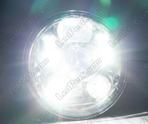 Ótica moto Full LED Preta para farol redondo de 5.75 polegadas - Tipo 1 Iluminação Branco puro