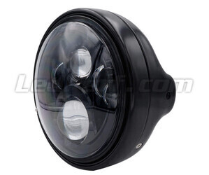 Farol redondo de moto preto acetinado para ótica full LED de 7 polegadas