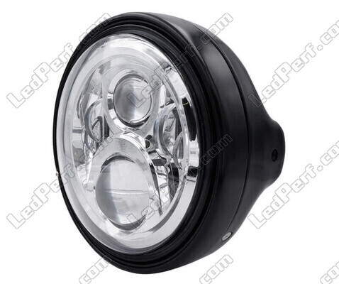 Farol redondo de moto preto acetinado para ótica full LED de 7 polegadas