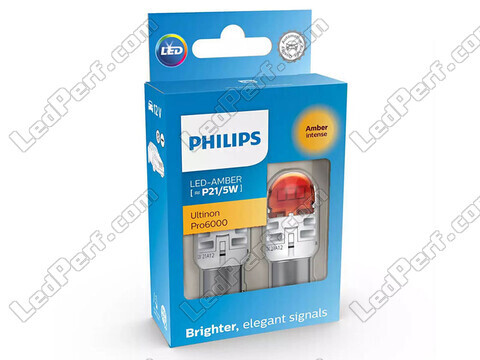 2x lâmpadas LED Philips PY21/5W Ultinon PRO6000 - Laranja - BAY15D - 11499AU60X2