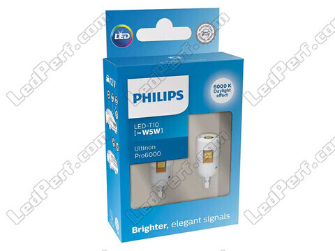 2x lâmpadas LED Philips W5W Ultinon PRO6000 - 12V - Branco 6000K - 11961CU60X2