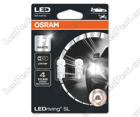 Embalagem de 2 lâmpadas W5W T10 Osram LEDriving SL White 6000K