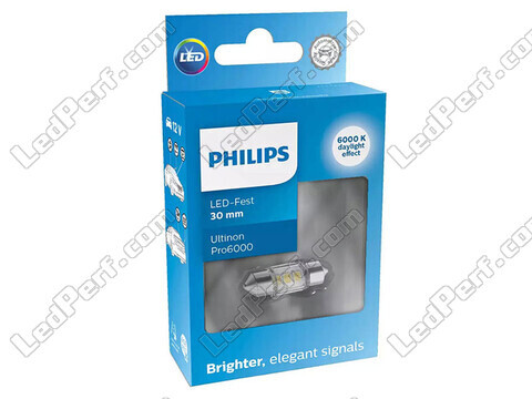 Lâmpada festoon LED C3W 30mm Philips Ultinon Pro6000 Branco Frio 6000K - 11860CU60X1 - 12V