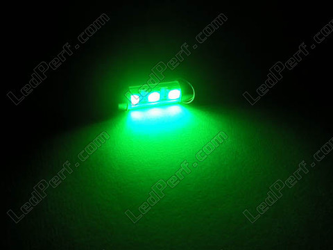 LED Festoon Luz de Teto, Bagageira, porta-luvas, chapa de matrícula verde 39mm - C7W
