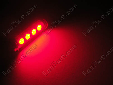 LED festoon Luz de Teto, Bagageira, porta-luvas, chapa de matrícula vermelho 42mm - C10W