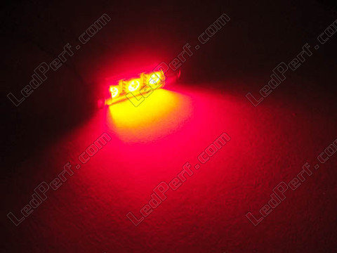 LED Tubular/Festoon Luz de Teto, Bagageira, porta-luvas, chapa de matrícula vermelho 37mm - C5W