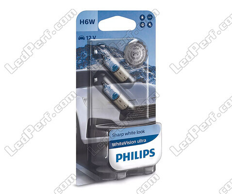  Lâmpada H6W BAX9S Halogêneo Philips WhiteVision LED de efeito ultra Xénon