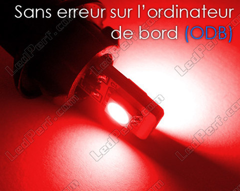 Lâmpada LED T10 W5W sem erro Odb - Anti-erro - Dual OBD Vermelho
