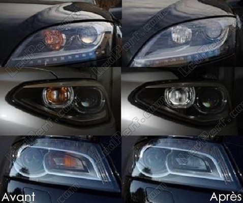 LED Piscas dianteiros Alfa Romeo Giulia antes e depois