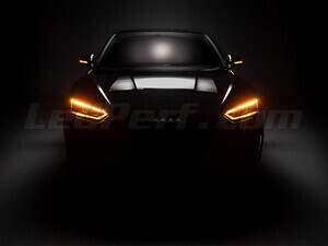 Audi A3 8V vista de frente equipada com os piscas dinâmicos Osram LEDriving® para retrovisores