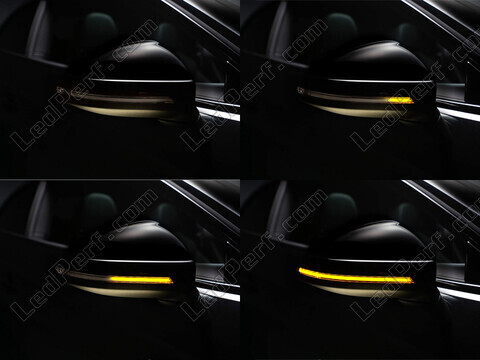 Diferentes etapas do desfile de luz dos Piscas dinâmicos Osram LEDriving® para retrovisores de Audi A3 8V