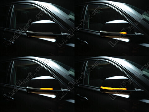 Diferentes etapas do desfile de luz dos Piscas dinâmicos Osram LEDriving® para retrovisores de BMW 4 Series (F32)