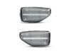 Vista frontal dos piscas laterais sequenciais LED para Dacia Sandero 2 - Cor transparente