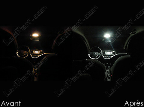 LED Luz de teto dianteira Kia Picanto 2 antes e depois