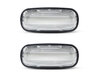 Vista frontal dos piscas laterais sequenciais LED para Land Rover Freelander - Cor transparente
