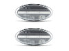 Vista frontal dos piscas laterais sequenciais LED para Mazda 2 2ª fase - Cor transparente