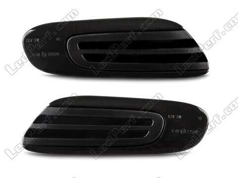 Vista frontal dos piscas laterais dinâmicos LED para Mini Cabriolet IV (F57) - Cor preta fumada