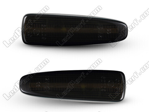 Vista frontal dos piscas laterais dinâmicos LED para Mitsubishi Outlander - Cor preta fumada