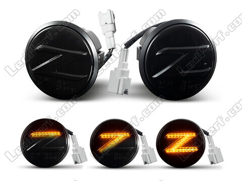 Piscas laterais dinâmicos LED para Nissan 370Z - Versão preta fumada