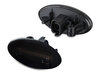 Vista lateral dos piscas laterais dinâmicos LED para Peugeot Partner - Versão preta fumada