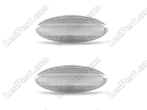 Vista frontal dos piscas laterais sequenciais LED para Toyota Auris MK1 - Cor transparente