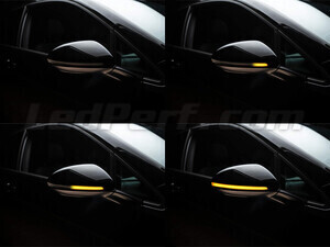 Diferentes etapas do desfile de luz dos Piscas dinâmicos Osram LEDriving® para retrovisores de Volkswagen Golf 8