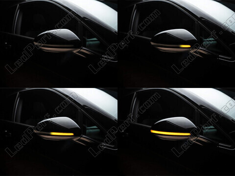 Diferentes etapas do desfile de luz dos Piscas dinâmicos Osram LEDriving® para retrovisores de Volkswagen Passat B8