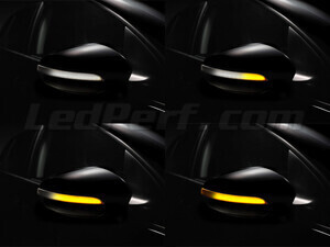 Diferentes etapas do desfile de luz dos Piscas dinâmicos Osram LEDriving® para retrovisores de Volkswagen Touran V3