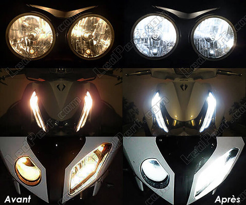 LED Luzes de presença (mínimos) branco xénon Aprilia Scarabeo 125 (2007 - 2011) antes e depois