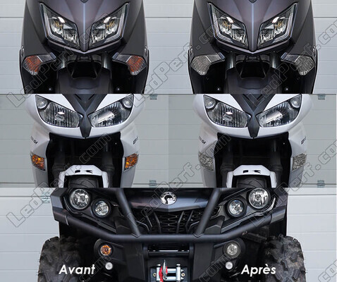 LED Piscas dianteiros CFMOTO Terralander 500 (2009 - 2014) antes e depois