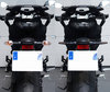 Comparativo antes e depois para a passagem dos piscas sequênciais a LED de Harley-Davidson Road Glide Ultra 1690