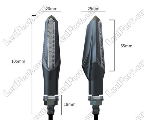 Dimensões dos piscas LED dinâmicos 3 em 1 para Harley-Davidson Street Glide 1690 (2011 - 2013)