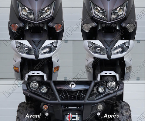 LED Piscas dianteiros Honda NTV 650 Deauville antes e depois