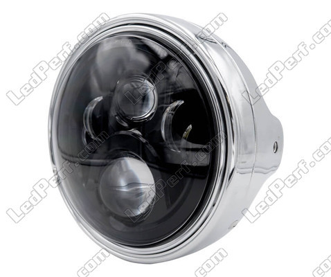 Exemplo de Farol redondo cromado com ótica LED preta Moto-Guzzi Audace 1400